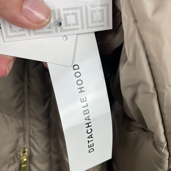 NWT LIZ CLAIBORNE Women 1X Taupe Faux Fur Hood Zip Water Resistant Puffer Jacket - Picture 10 of 14
